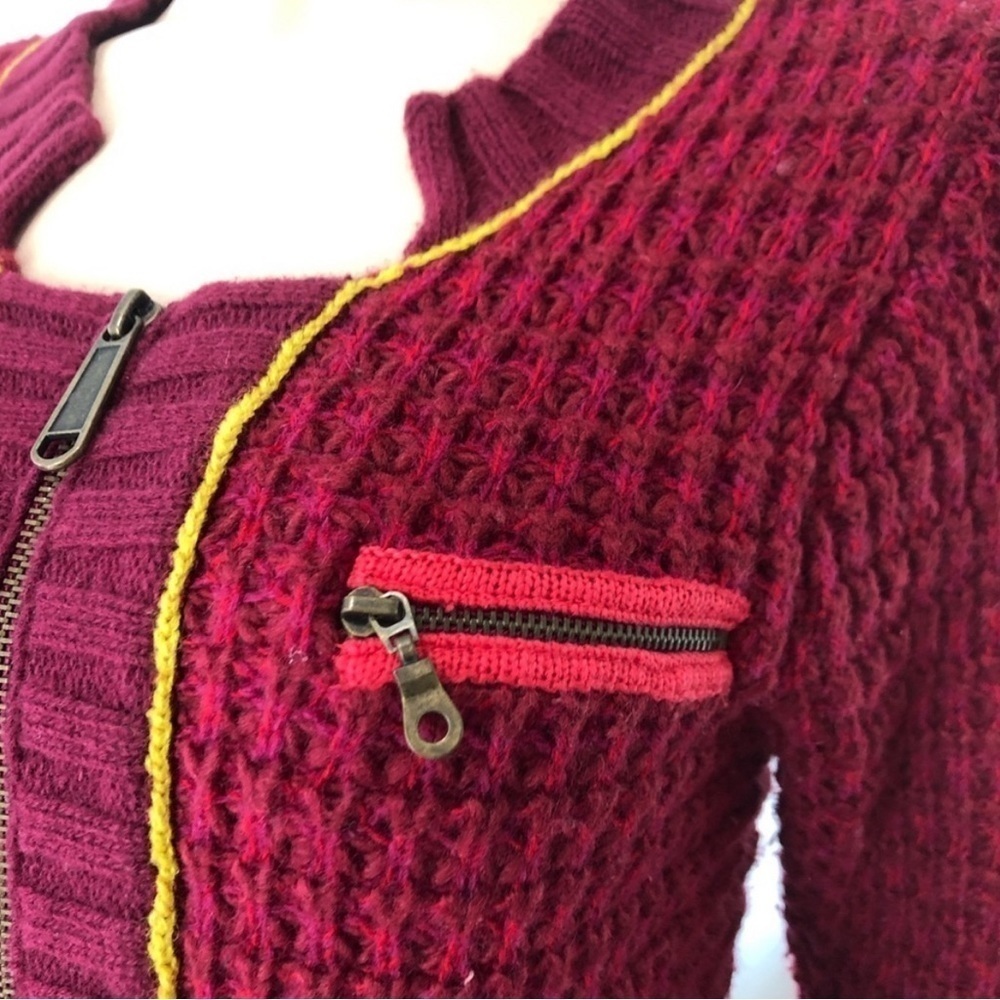 Free People thick knit cardigan front zipper wool blend - Picture 14 of 16